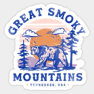 Great Smoky Mountains, Tennessee Vintage Travel Art w/Bear Sticker